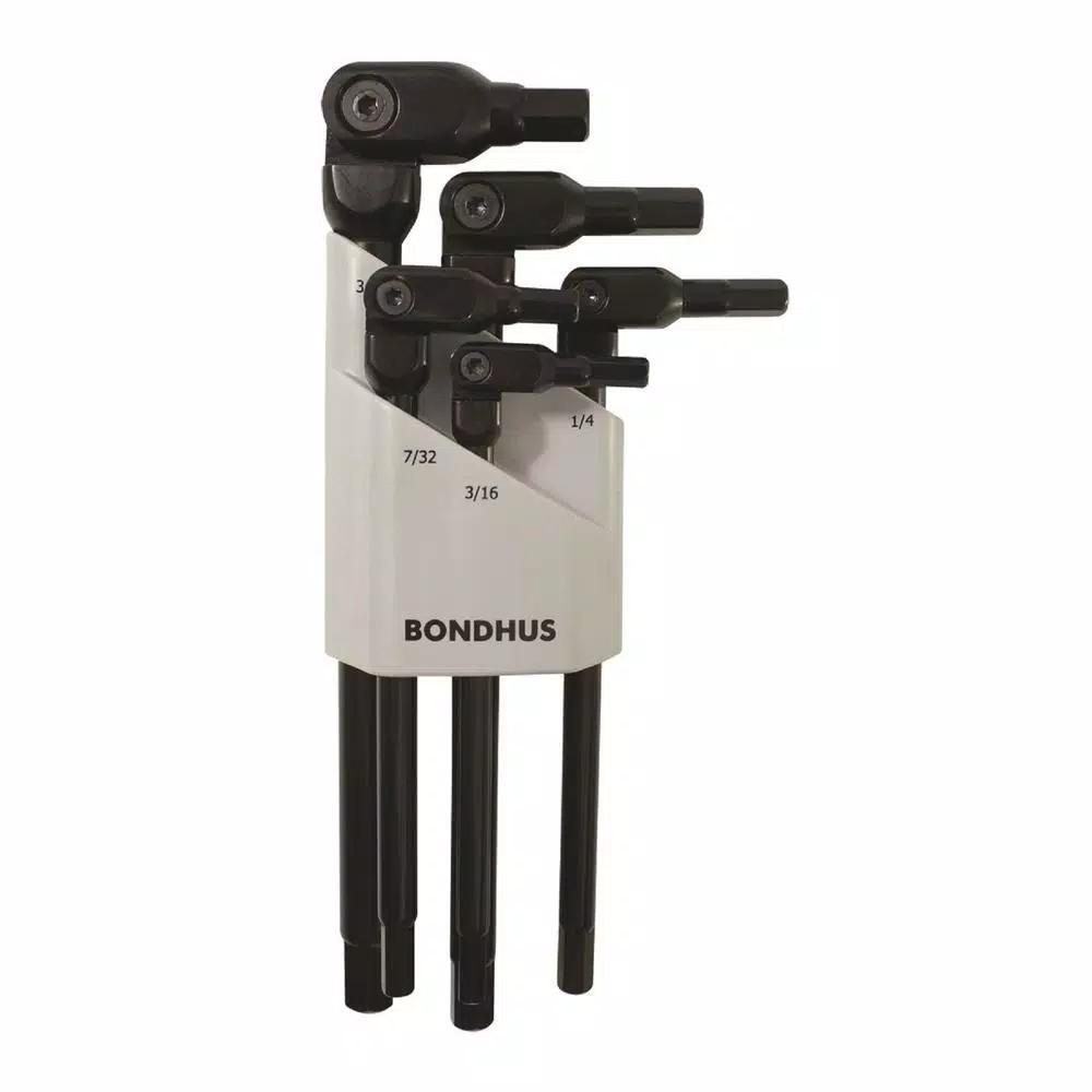 Bondhus HexPro Black Chrome Pivot Head Hex Key Set, 5-Piece SAE