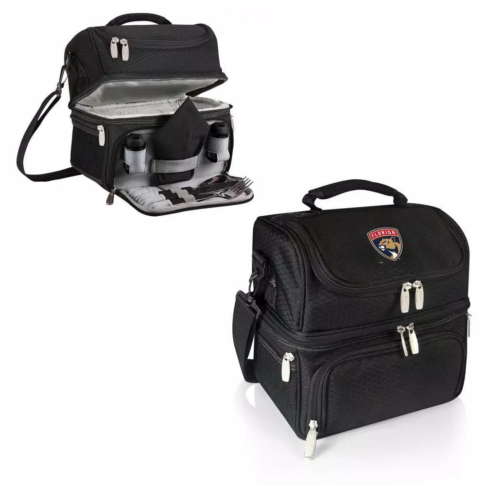 Picnic Time Pranzo Florida Panthers Black Insulated Lunch Bag and Picnic Tote with Cutlery Set