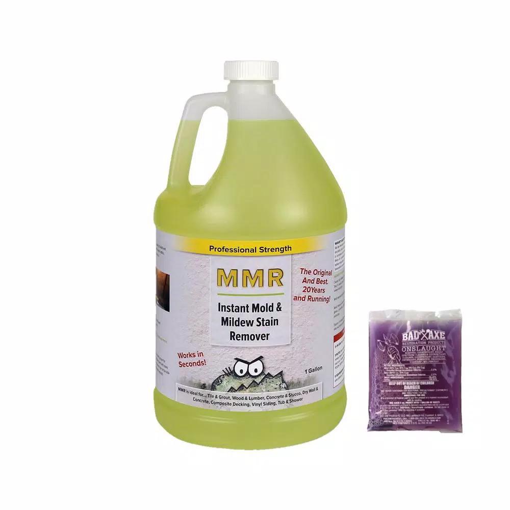 MMR Mold & Mildew Stain Remover (1 Gal) & Onslaught Disinfectant (2 oz Concentrate) 2-Step Combo Pack