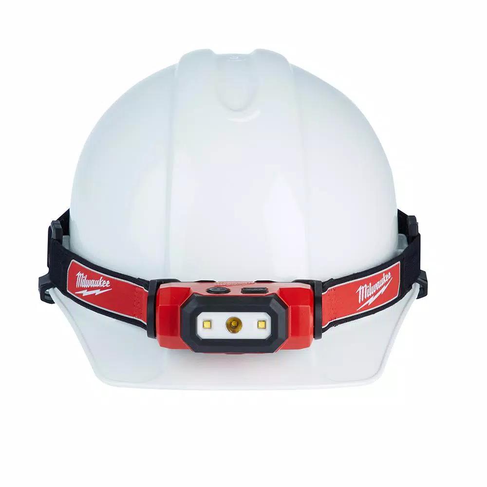Milwaukee 475 Lumen LED Rechargeable Hard Hat Headlamp & BOLT Vented Hard Hat Combo