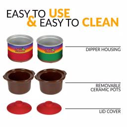 Taco Tuesday Mini Fiesta Dippers .65 Qt. Slow Cooker with Removable Ceramic Pot, Red thumbnail 2