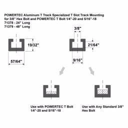 POWERTEC 24 in. Heavy-Duty Aluminum T-Track for 3/8 in. Hex Bolts and T-Bolts thumbnail 2