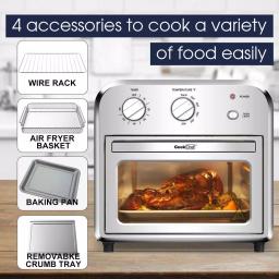 Boyel Living 11 Qt. Silver Stainless Steel Air Fryer with 4 Accessories, 1500W, Temperature & Time Control thumbnail 8