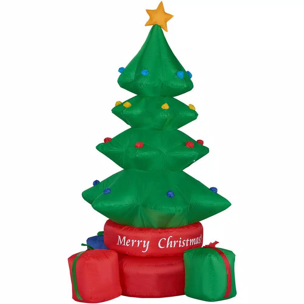 Fraser Hill Farm 6.5 ft. Animated Rotating Christmas Tree Inflatable with White Lights