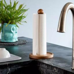 Honey-Can-Do Acacia Wood Paper Towel Holder - Modern Natural Acacia & Steel Design thumbnail 1