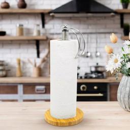 ExcelSteel Stainless Steel Paper Towel Holder with Durable Bamboo Base thumbnail 6