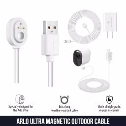 Wasserstein 25ft Magnetic Charging Cable & Quick Charge Adapter for Arlo Ultra 2, Pro 4, Pro 3 & Floodlight (2-Pack) thumbnail 2