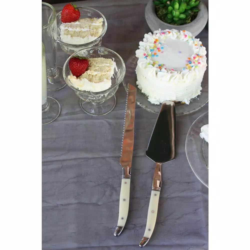 Unbranded French Home 2-Piece Laguiole Conoisseur Cake Slicer and Server Set, Faux Ivory Handles