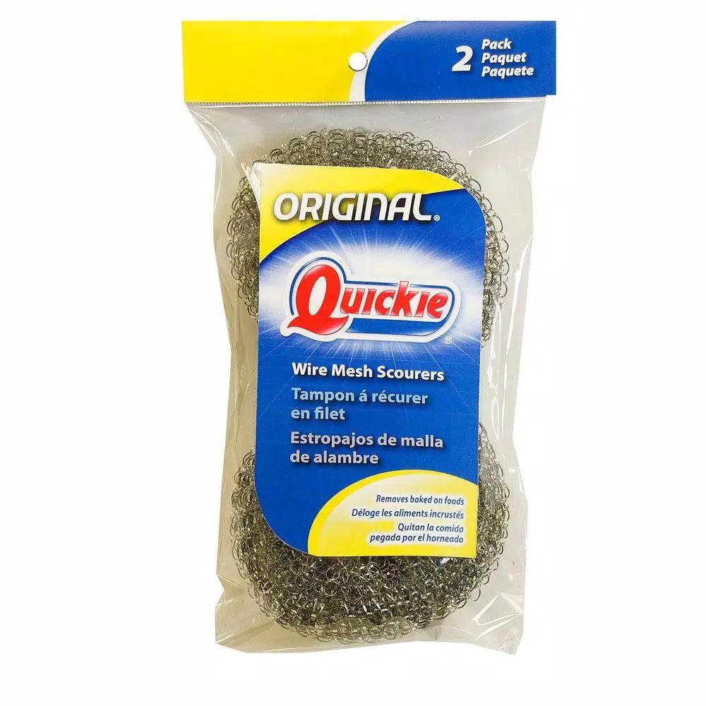 Quickie Wire Mesh Scourer, Galvanized Steel Scouring Pads (2-Pack)