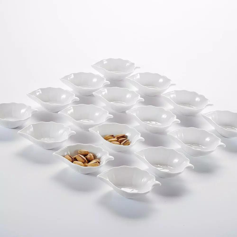MALACASA 4.5 in. White Porcelain Ramekins Set of 16, Ceramic Souffle Dishes and Serving Bowls