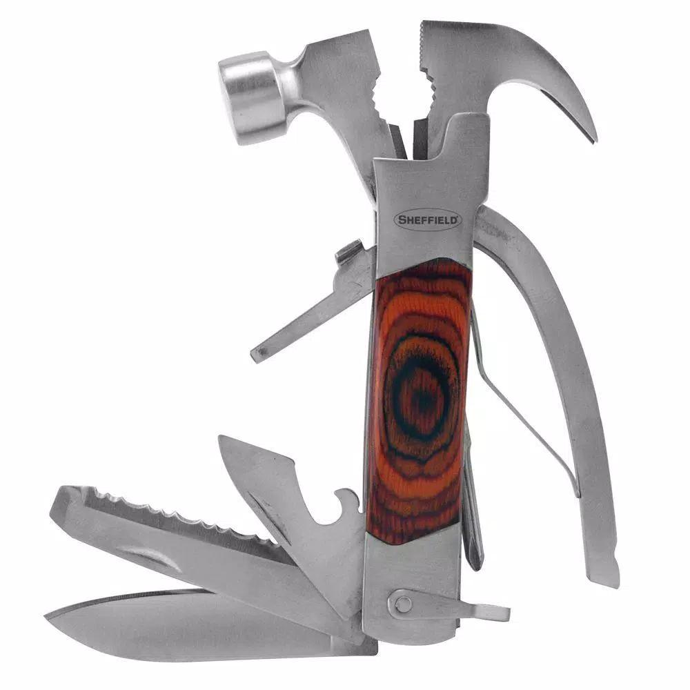 Sheffield Premium 14-in-1 Hammer Multi-Tool with Nylon Belt Pouch