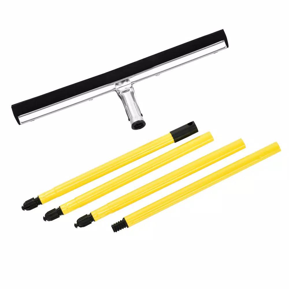 Alpine Industries 18 in. Dual Moss Rubber Professional Locking Floor Squeegee with 50 in. Steel Handle