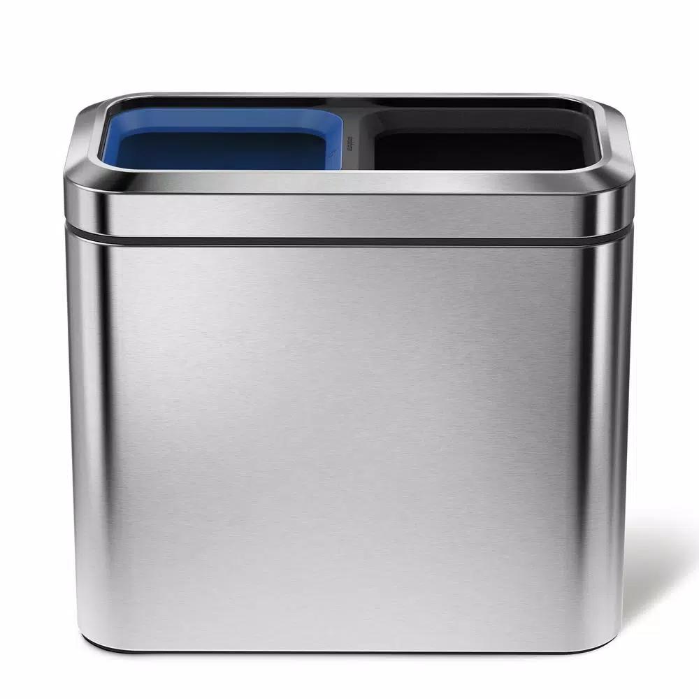 simplehuman 20-Liter Slim Open Recycler, Fingerprint-Proof Brushed Stainless Steel