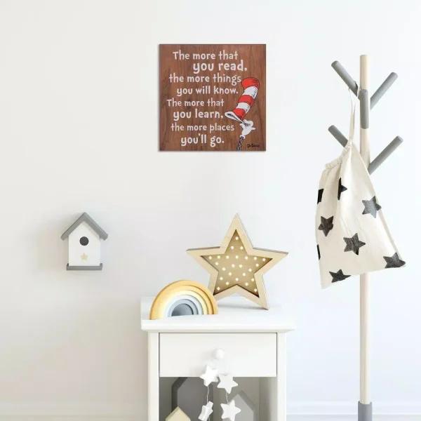 Pinnacle Patton Wall Decor Dr. Seuss The Cat in the Hat 18 in. Wood Decorative Wall Art Sign