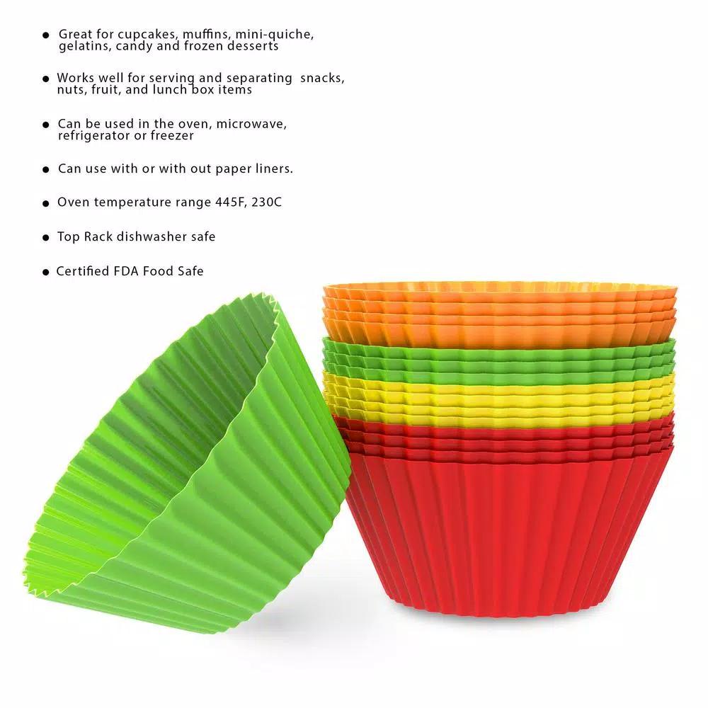 Chef Buddy Silicone Cupcake Liners, 24-Pack Reusable Baking Cups
