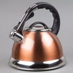 Creative Home Camille 3.0 Qt. Stainless Steel Whistling Tea Kettle with Aluminum Capsulated Bottom, Metallic Copper thumbnail 3