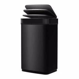 Boyel Living 13 Gallon Stainless Steel Sensor Trash Can - Touch-Free Rectangular Kitchen Bin with Black Lid thumbnail 1