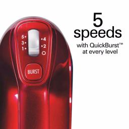 Hamilton Beach Professional 5-Speed Hand Mixer, Red and Chrome with Attachments and Storage Case thumbnail 7