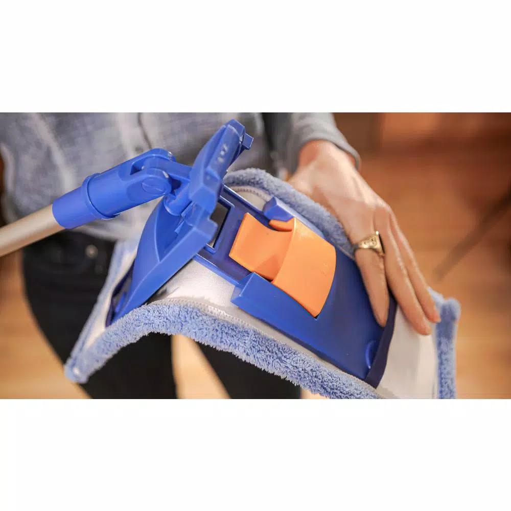 Ettore Microfiber Flat Floor Mop with Adjustable Metal Handle for Wood, Laminate, and Tile
