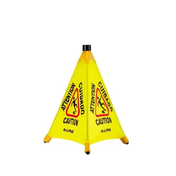 Alpine Industries 20 in. Yellow Multi-Lingual Pop-Up Wet Floor Sign