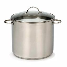RSVP International Endurance 12 Qt. Stainless Steel Stock Pot with Glass Lid, Induction Compatible thumbnail 1