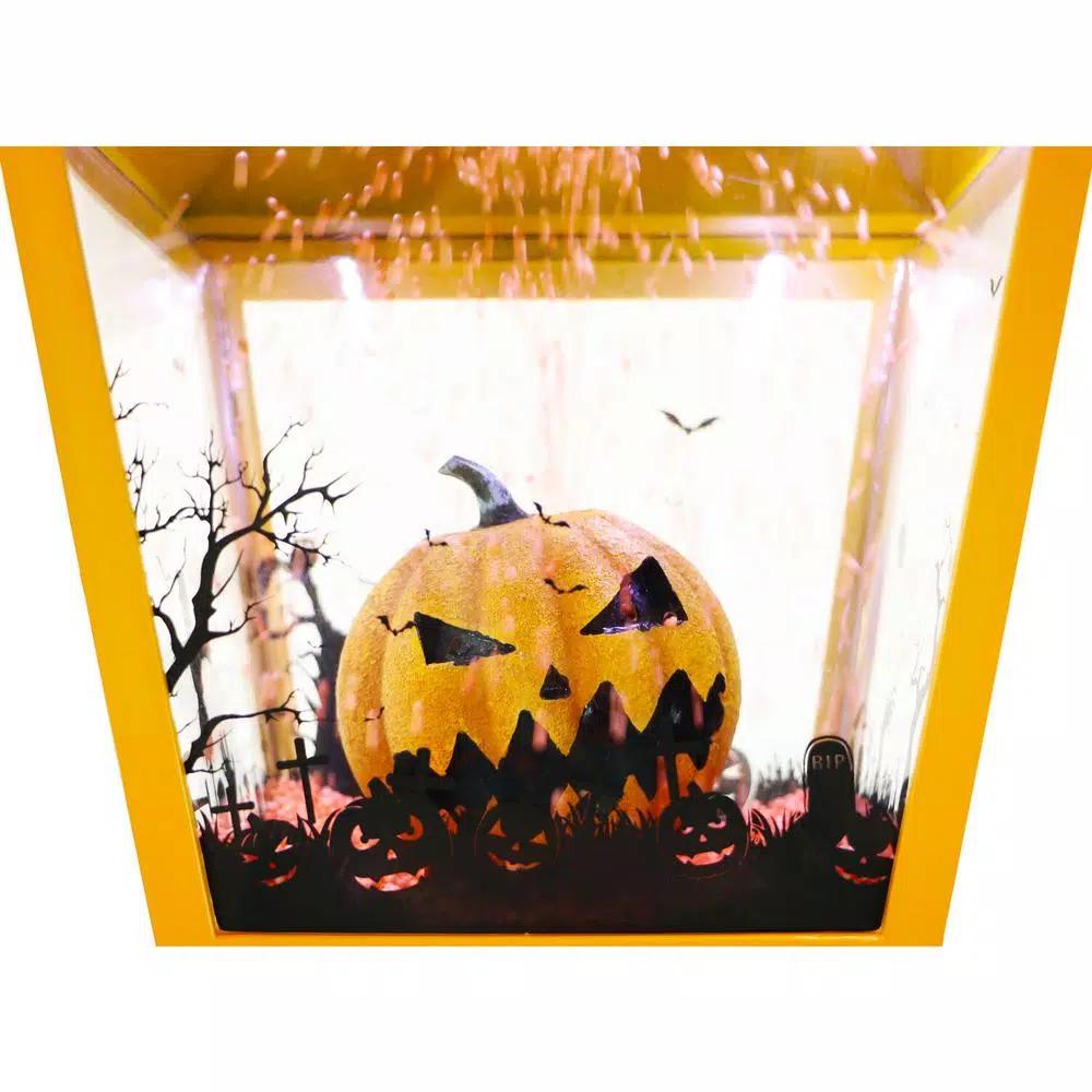Haunted Hill Farm 71 in. Animated Orange Jack-O-Lantern Halloween Lamp Post with Spooky Music
