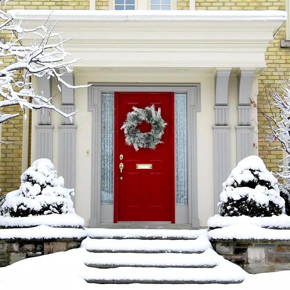 Fraser Hill Farm 24 in. Artificial Christmas Wreath with Oversized Pinecones and Flocked Snow