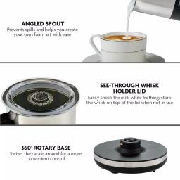 Ovente FR1208 3-in-1 Electric Milk Frother & Heater, Black Stainless Steel, 8.1 oz thumbnail 4
