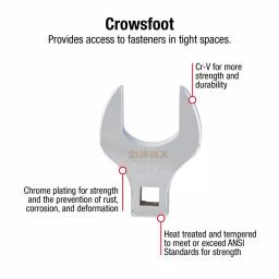 Sunex Tools 1/2 in. Drive Jumbo SAE Crowfoot Wrench Set, 14-Piece thumbnail 3