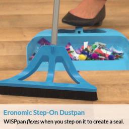 WISP 3-Piece Broom and Dustpan Set with Telescoping Handle and Bristle Seal Technology - Blue thumbnail 2