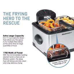 Elite 4 Qt. Dual Basket Deep Fryer with Extra-Large Bonus Basket, Brushed Stainless Steel, 1700W thumbnail 2