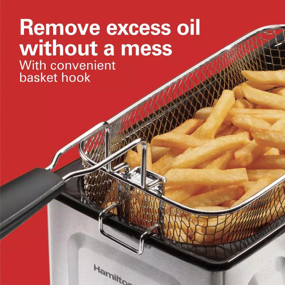 Hamilton Beach 3 Qt. Stainless Steel Deep Fryer, 1500W Electric Countertop Fryer