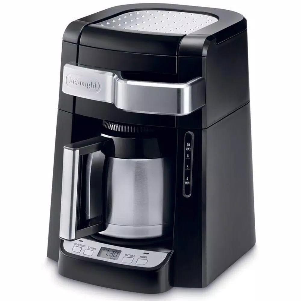 DeLonghi De'Longhi 10-Cup Black Stainless Steel Drip Coffee Maker with Thermal Carafe and Front Access
