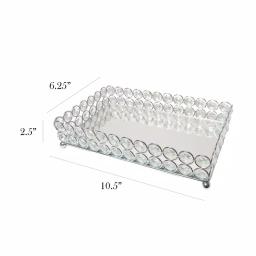 Elegant Designs 10.5 in. Chrome Ellipse Crystal Decorative Mirrored Jewelry and Makeup Vanity Organizer Tray thumbnail 5