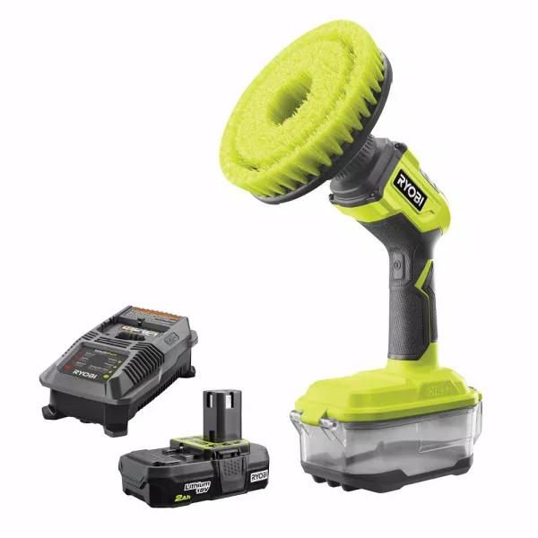 RYOBI 18V ONE+ Compact Power Scrubber Kit with 2.0 Ah Battery and Charger