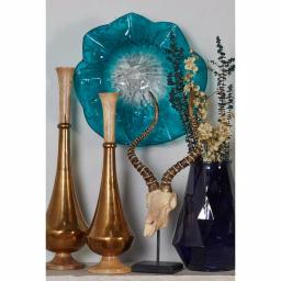 LITTON LANE Wavy Aquamarine and Gray Glass Wall Plate - Scalloped Decorative Wall Decor thumbnail 3