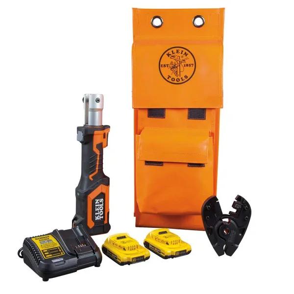 Klein Tools Battery-Operated Hydraulic Bolt Cutter with 20V DeWALT Batteries, Charger, and Bag