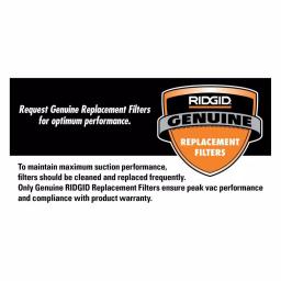 RIDGID Replacement Filter Set: VF3400 Pleated Paper & VF3700 Foam Filter for 3 to 4.5 Gal. Wet/Dry Vacuums thumbnail 14