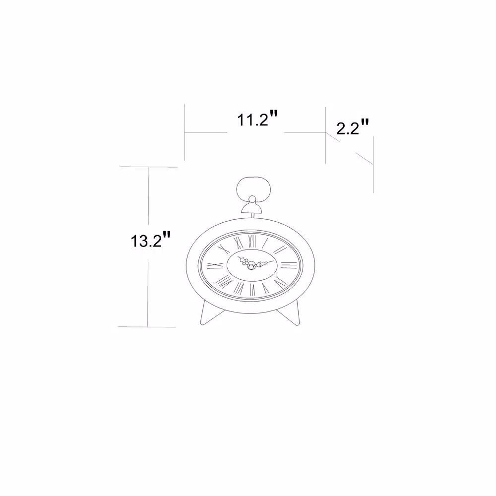 Winsome House Gray Oval Decorative Table Clock - Shabby Chic Analog Desk Clock with Roman Numerals