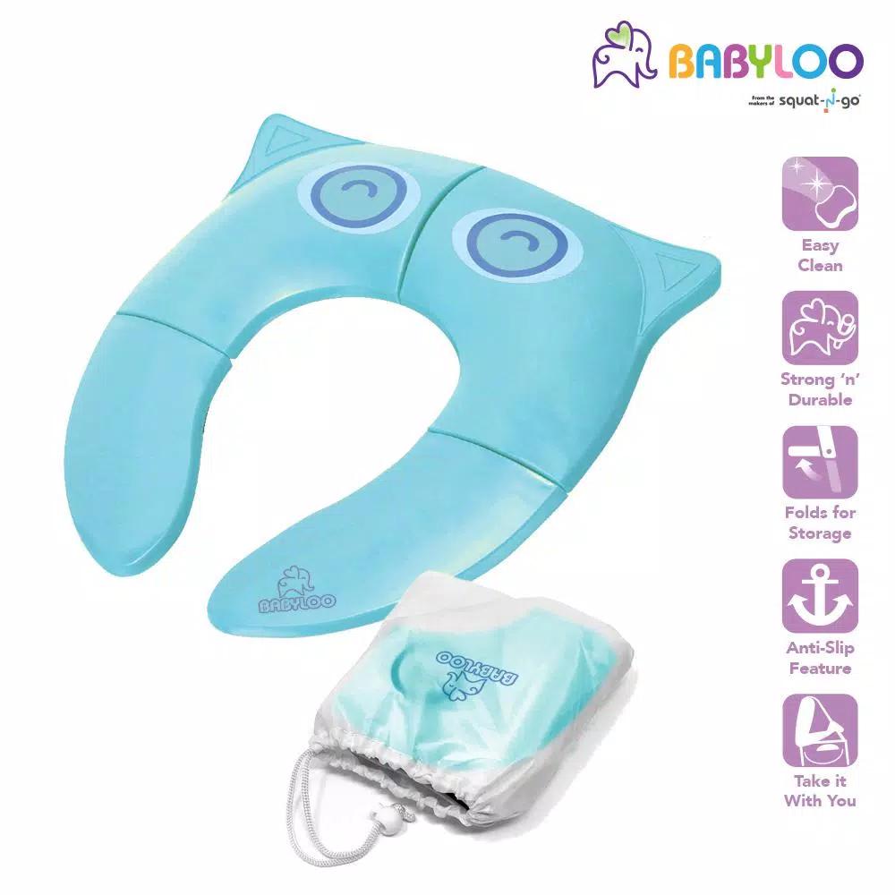 Babyloo Blue Owl Folding Toilet Seat with Travel Bag for Toddlers