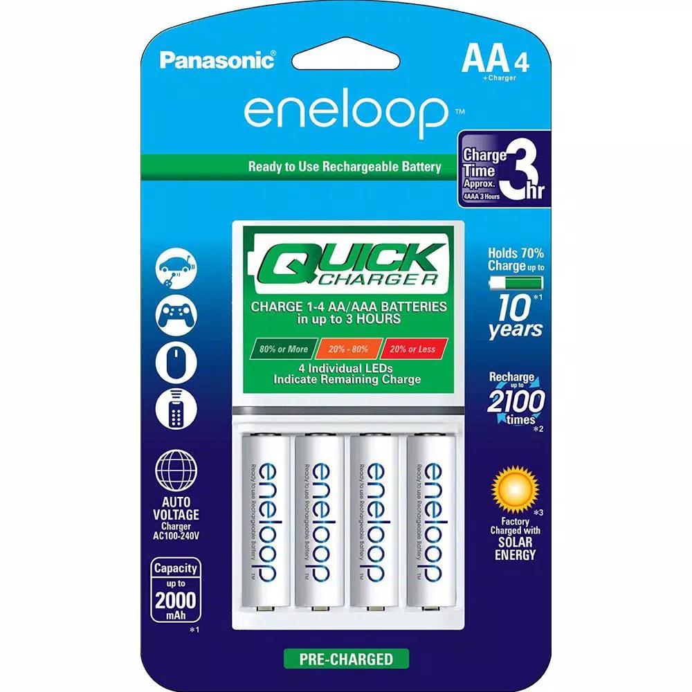 Panasonic eneloop Advanced Individual Battery Quick Charger with 4 AA Rechargeable Batteries