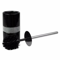 Unbranded Black Ceramic Luxury Toilet Brush Holder with Sequin Accents and Stainless Steel Handle thumbnail 2