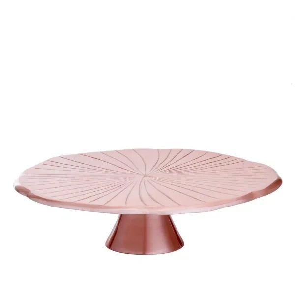 Old Dutch Rose Gold Lily Pad Cake Stand, 12.5 in. Diameter Aluminum Dessert Display