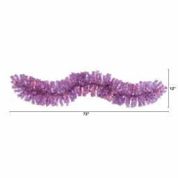 Nearly Natural 6 ft. Pre-Lit Pink Flocked Artificial Christmas Pine Garland with 50 Warm White LED Lights thumbnail 2