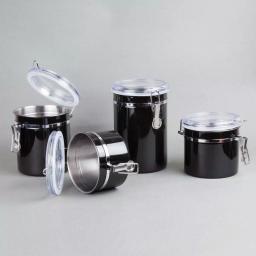 Creative Home 4-Piece Black Stainless Steel Canister Set with Airtight Locking Clamp Lids thumbnail 2