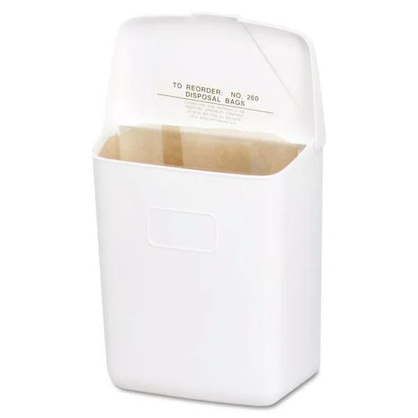 HOSPECO Wall Mount Sanitary Napkin Receptacle, White ABS Plastic, 1 Gallon