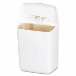 HOSPECO Wall Mount Sanitary Napkin Receptacle, White ABS Plastic, 1 Gallon thumbnail 1
