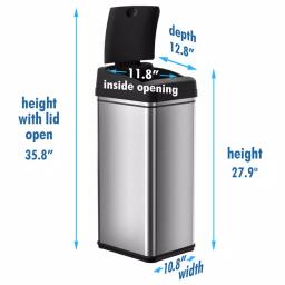 iTouchless 13 Gal. Stainless Steel Motion Sensing Touchless Trash Can with AbsorbX Odor Control thumbnail 6