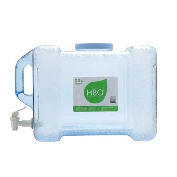 ORE International H8O 3 Gallon Beverage Dispenser with Handle and Faucet, Clear Plastic Fridge Water Bottle