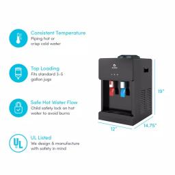 Avalon Countertop Top Loading Water Cooler Dispenser, Hot & Cold, Black thumbnail 5